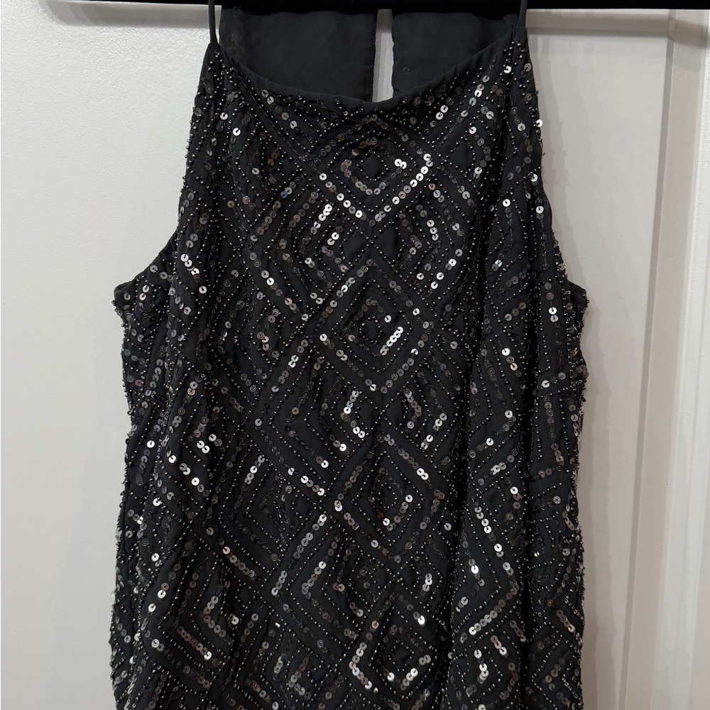 Mango Black Sequin Top